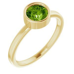 14K Yellow 6 mm Round Peridot Ring - 71806:622:P