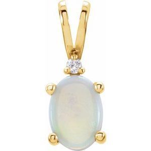 14K Yellow 7x5 mm Oval 4-Prong Accented Cabochon Pendant Mounting    - 1139:101:P