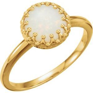 14K Yellow 8 mm Round Opal Ring - 71560:70001:P