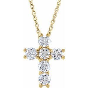 14K Yellow 9/10 CTW Diamond Cross 18" Necklace  - R42309:60032:P