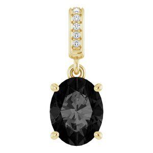 14K Yellow 9x7 mm Oval Onyx and .03 CTW Diamond Pendant - 85655:70006:P