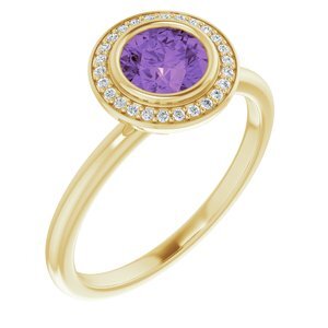 14K Yellow Amethyst & .06 CTW Diamond Ring  - 71862:60001:P