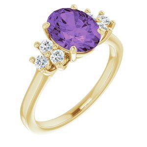14K Yellow Amethyst & 1/4 CTW Diamond Ring - 71604:70004:P