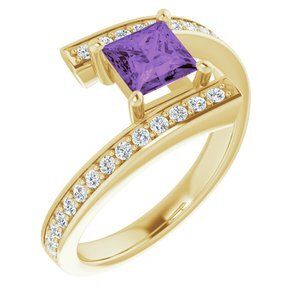 14K Yellow Amethyst & 1/4 CTW Diamond Ring   - 71890:60001:P