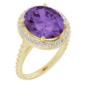 14K Yellow Amethyst & 1/4 CTW Diamond Ring   - 72014:6017:P