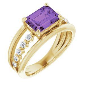 14K Yellow Amethyst & 1/5 CTW Diamond Ring - 72059:6000:P