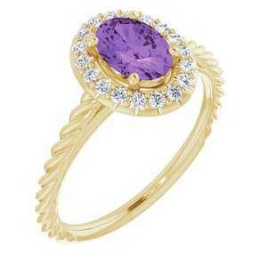 14K Yellow Amethyst & 1/6 CTW Diamond Ring   - 72014:6009:P