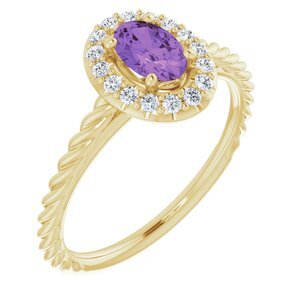 14K Yellow Amethyst & 1/8 CTW Diamond Ring   - 72014:6005:P