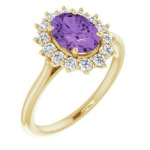 14K Yellow Amethyst & 3/8 CTW Diamond Ring - 71606:70004:P