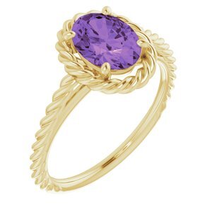14K Yellow Amethyst Rope Ring  - 71837:60001:P