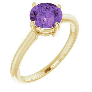 14K Yellow Amethyst Solitaire Ring  - 72016:6001:P