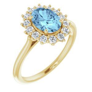 14K Yellow Aquamarine & 3/8 CTW Diamond Ring - 71606:70010:P