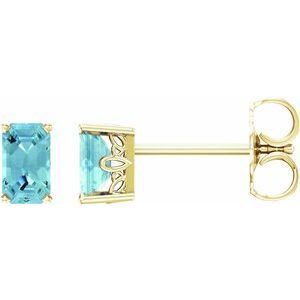 14K Yellow Aquamarine Earrings - 1922:107:P