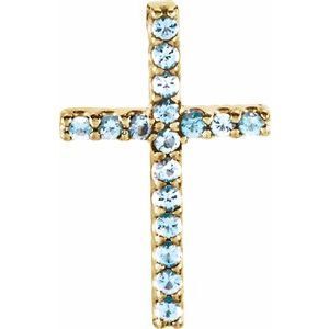 14K Yellow Aquamarine Petite Cross Pendant      - R42147:60025:P