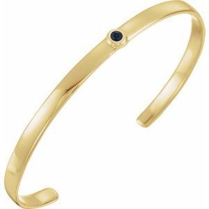 14K Yellow Blue Sapphire Cuff 6" Bracelet - BRC764:60018:P