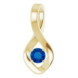 14K Yellow Blue Sapphire Pendant    - 86421:60029:P