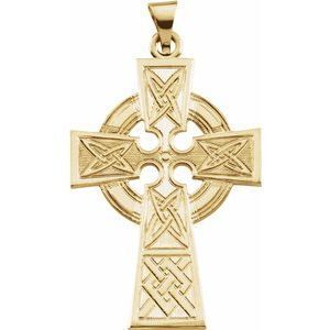 14K Yellow Celtic-Inspired Cross Pendant   - R16012:128882:P