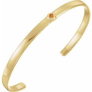 14K Yellow Citrine Cuff 6" Bracelet - BRC764:60020:P
