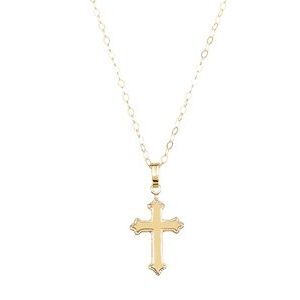 14K Yellow Cross 15" Necklace - 19526:158360:P