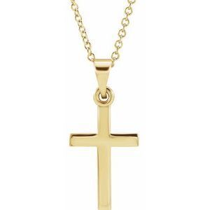 14K Yellow Cross 18" Necklace   - R41279:6007:P