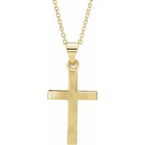 14K Yellow Cross 18" Necklace   - R41279:6008:P