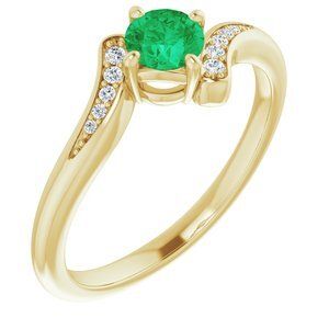 14K Yellow Emerald & .04 CTW Diamond Ring   - 71993:6004:P