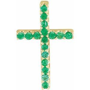 14K Yellow Emerald Petite Cross Pendant       - R42147:60033:P