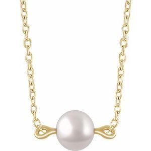 14K Yellow Freshwater Cultured Pearl 16-18" Necklace - 652839:60001:P