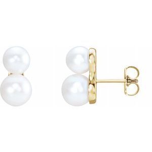 14K Yellow Freshwater Cultured Pearl Ear Climbers   - 86718:601:P