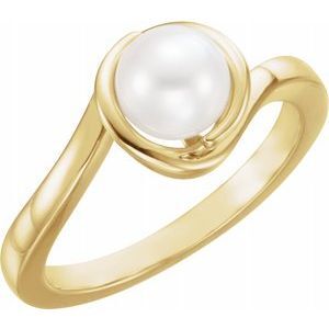 14K Yellow Freshwater Cultured Pearl Ring - 6481:6001:P