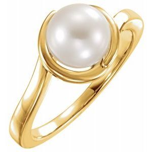 14K Yellow Freshwater Cultured Pearl Ring - 6481:6004:P