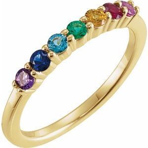 14K Yellow Genuine Rainbow Anniversary Band - 122844:61000:P