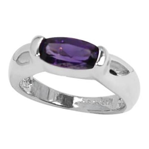 14K Yellow Gold 10 x 5 Oval Amethyst Ring