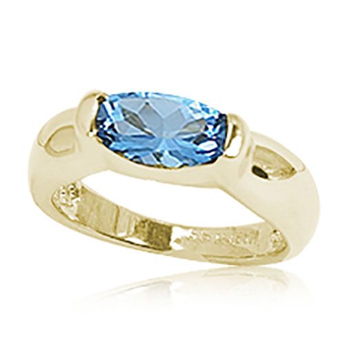 14K Yellow Gold 10 x 5 Oval Swiss Blue Topaz Ring