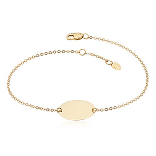 14K Yellow Gold 17mm Oval Disc 9-10" Adjustable Anklets