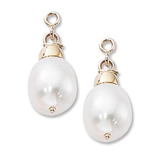 14K Yellow Gold 2-10 x 8 Oval Fw-Pearl Earring Jackets