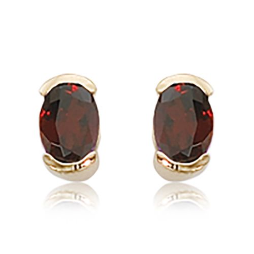 14K Yellow Gold 2-7 x 5 Oval Garnet Earrings