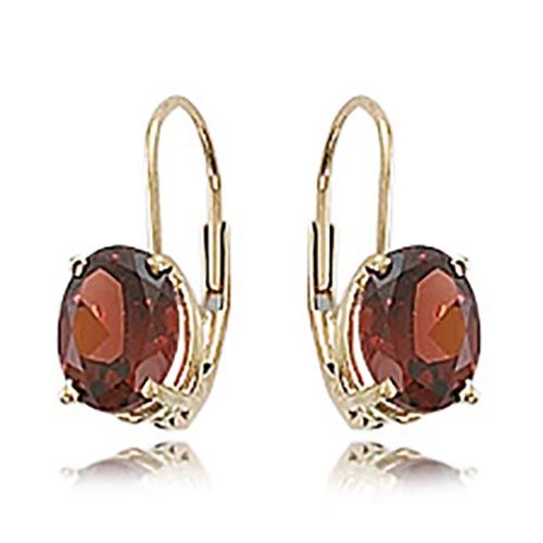 14K Yellow Gold 2-8 x 6 Oval Garnet Earrings