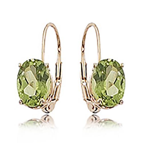 14K Yellow Gold 2-8 x 6 Oval Peridot Earrings