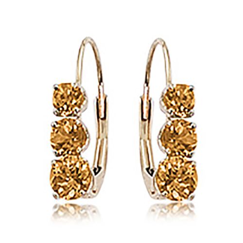 14K Yellow Gold 3-3.5 & 4mm Rd-Citrine Earrings