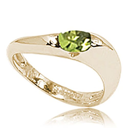 14K Yellow Gold 6 x 4 Fac Oval Peridot Ring