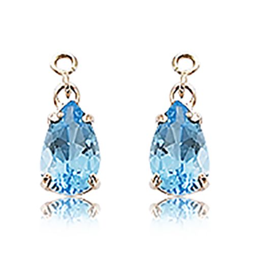 14K Yellow Gold 9 x 6 Ps-Swiss Blue Topaz Earring Jackets