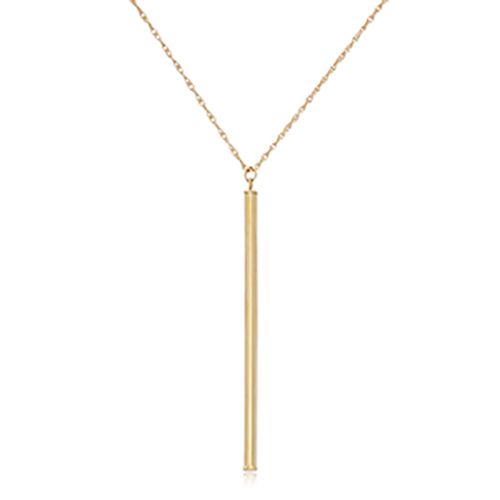 14K Yellow Gold Bar Drop Neck 18In Rope Necklace