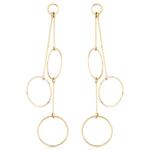 14K Yellow Gold Circle N Sticks Earrings - 14395