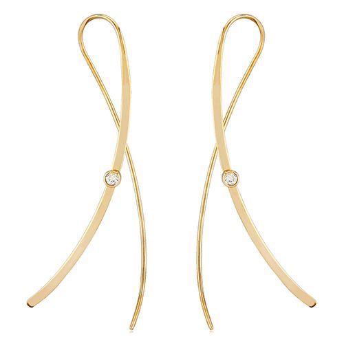 14K Yellow Gold Cross Over Sweep Earrings - 14190-D