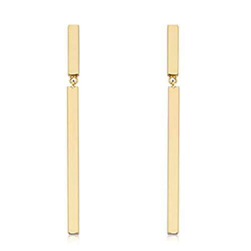 14K Yellow Gold Dbl Square Column Drop Earrings