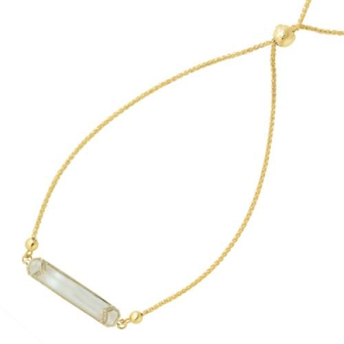 14k Yellow Gold Diamond Bracelet With White Topaz Over White Mother Of Pearl - B6532WMP