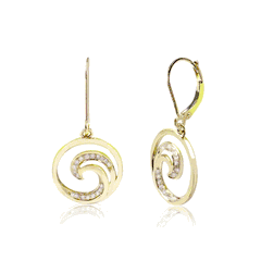 14K Yellow Gold Diamond Waves Earrings