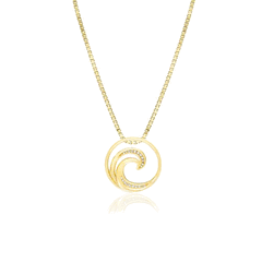 14K Yellow Gold Diamond Waves Pendant