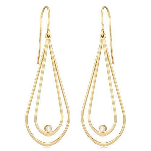 14K Yellow Gold Double Teardrop Earrings - 14312-D